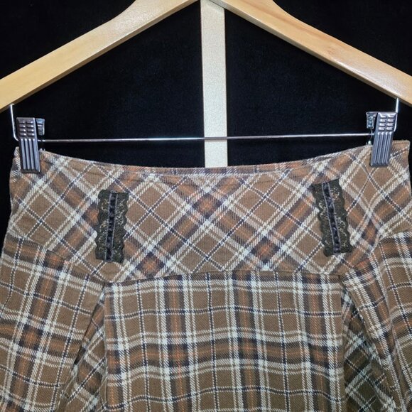Goelia Plaid Pleated Lace Mini Skirt S - Picture 9 of 11